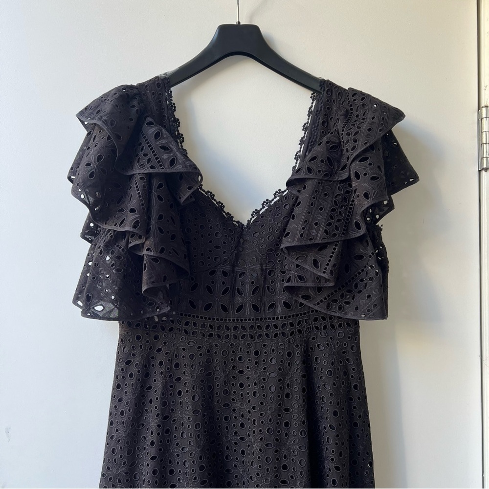 Charo Ruiz Ibiza Linda Ruffled Broderie Anglaise Midi Dress - Size L - Black - Picture 6 of 15